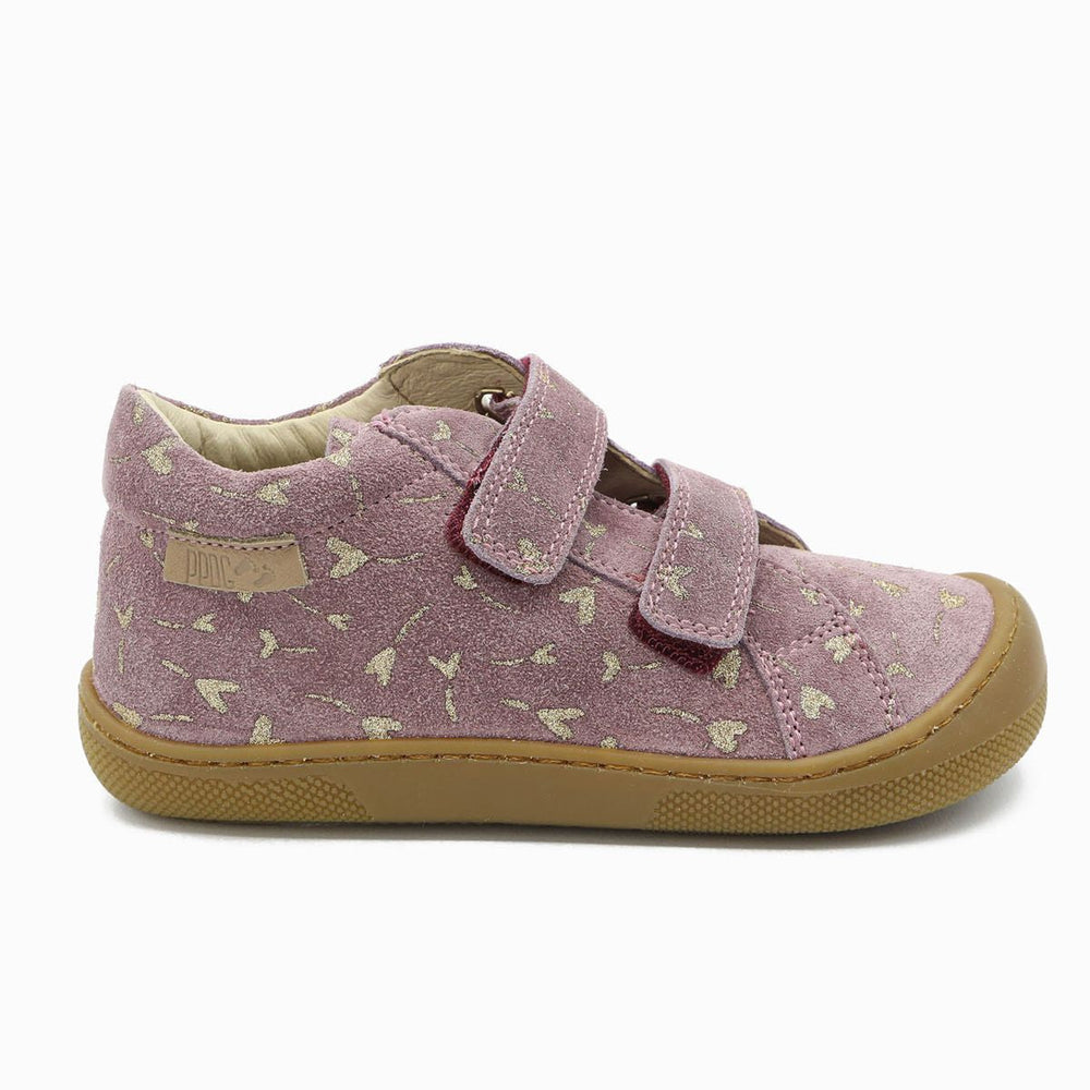 Naturino Barefoot Kommy Velcros Ante Purpurina Flor Corazón Magnolia