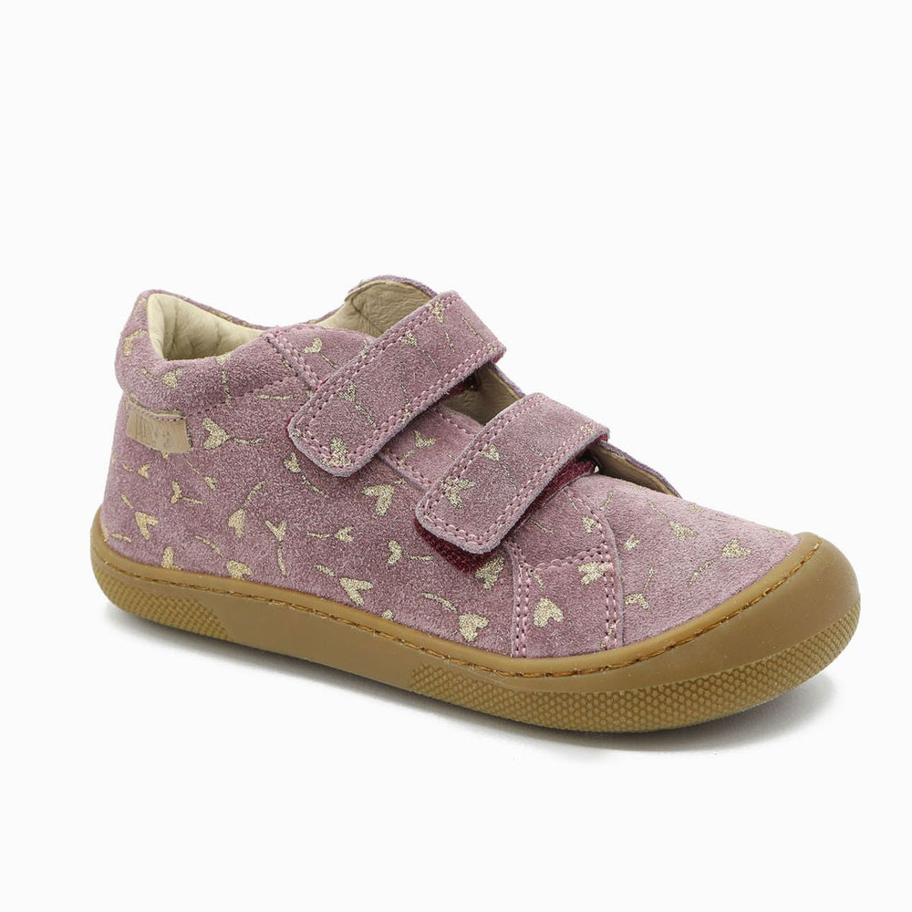 Naturino Barefoot Kommy Velcros Ante Purpurina Flor Corazón Magnolia