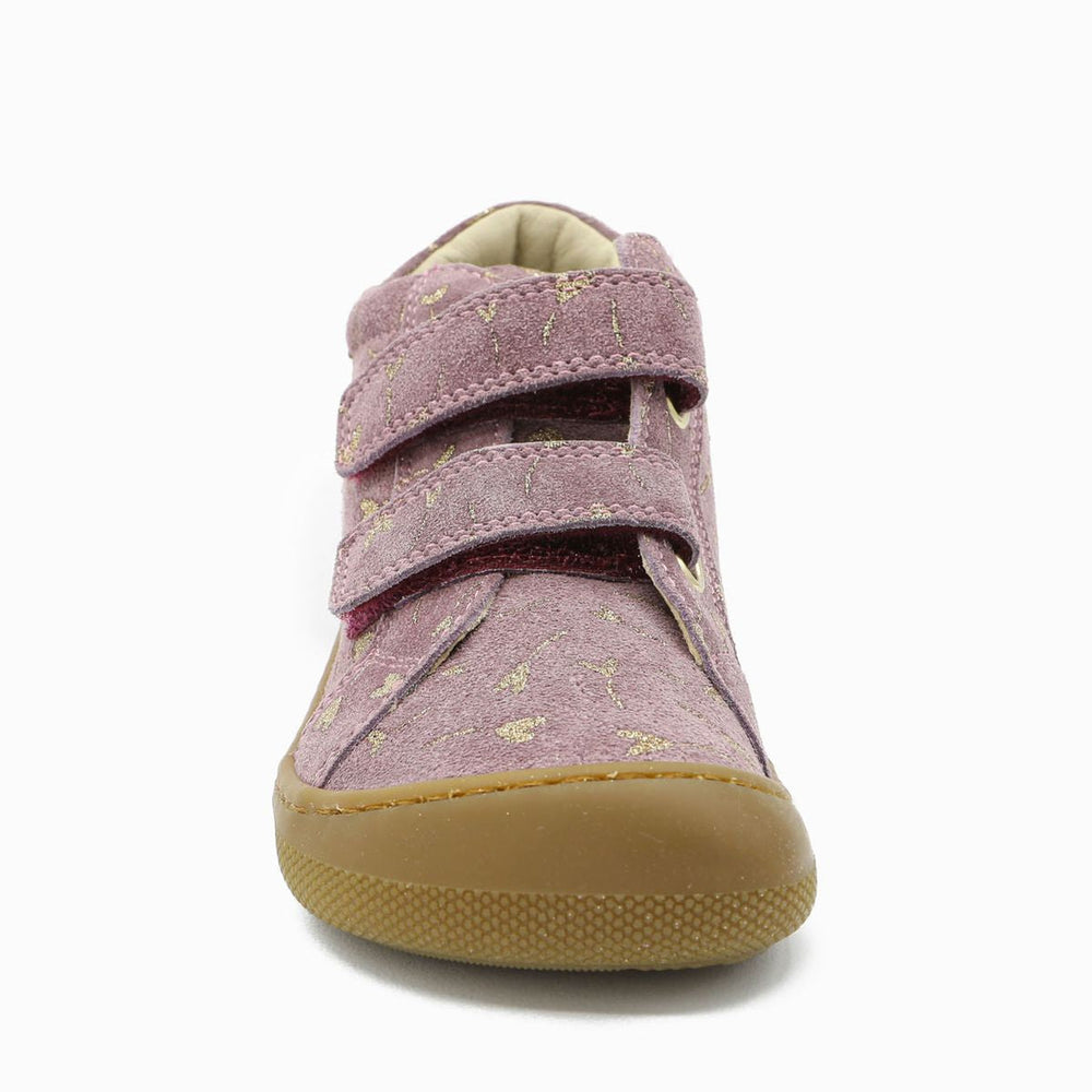 Naturino Barefoot Kommy Velcros Ante Purpurina Flor Corazón Magnolia