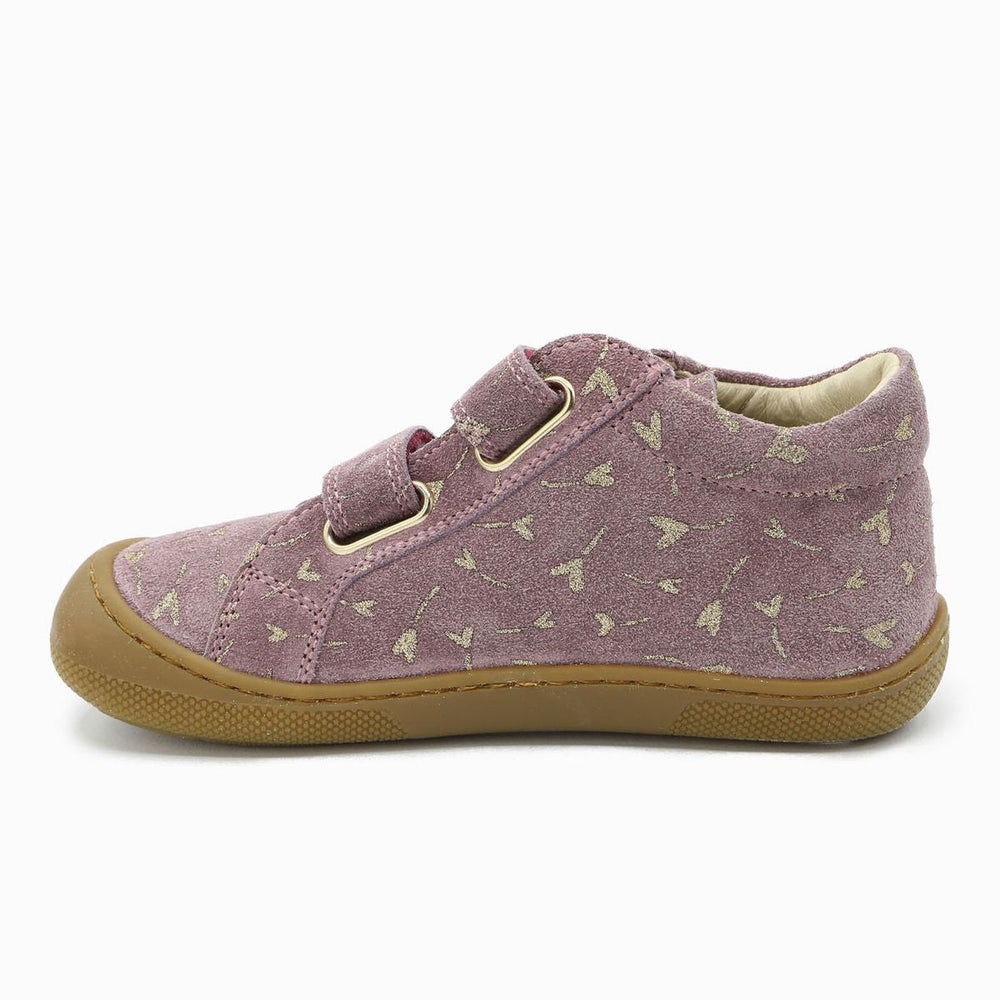 Naturino Barefoot Kommy Velcros Ante Purpurina Flor Corazón Magnolia