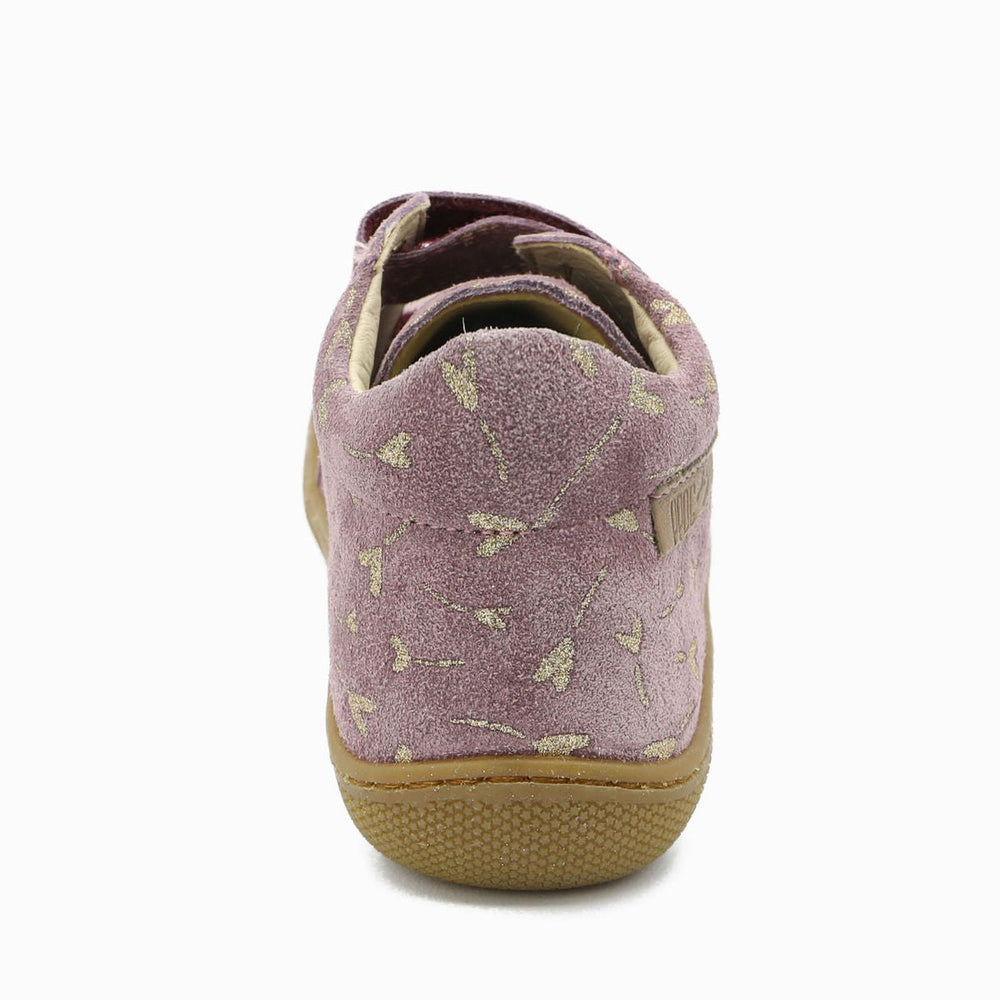 Naturino Barefoot Kommy Velcros Ante Purpurina Flor Corazón Magnolia