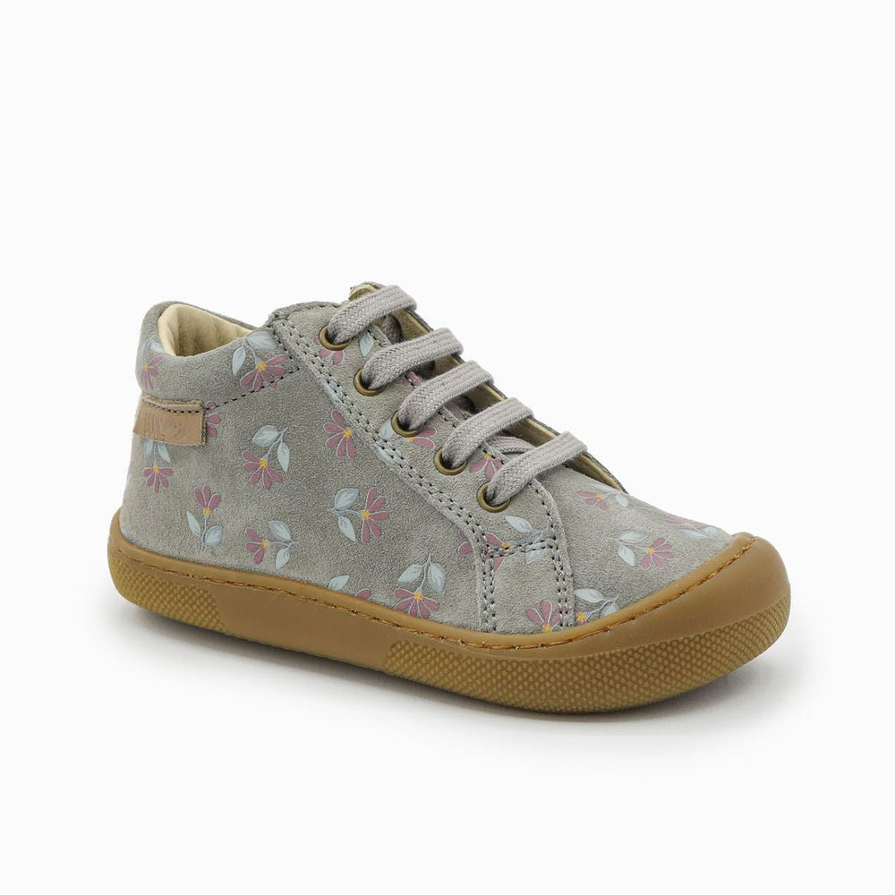 Naturino Barefoot Kommy Zip de ante gris oscuro ciclamen