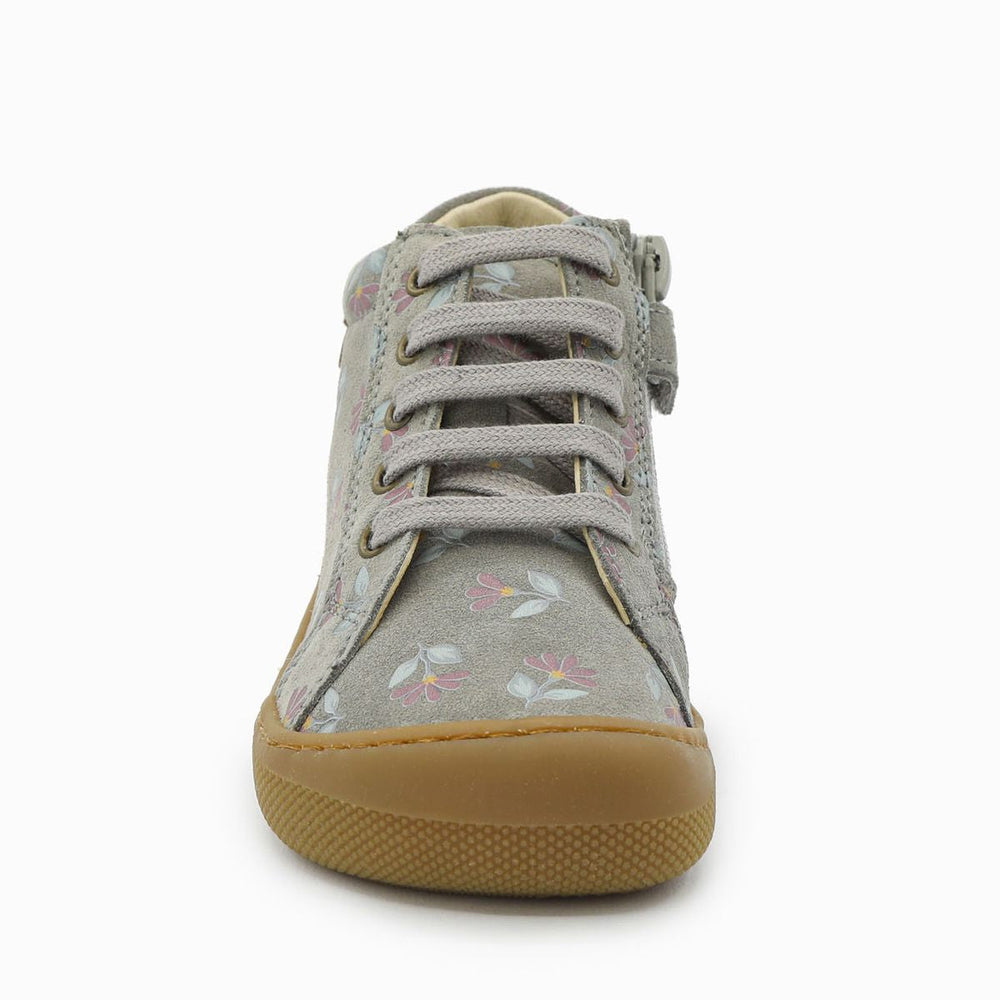 Naturino Barefoot Kommy Zip de ante gris oscuro ciclamen