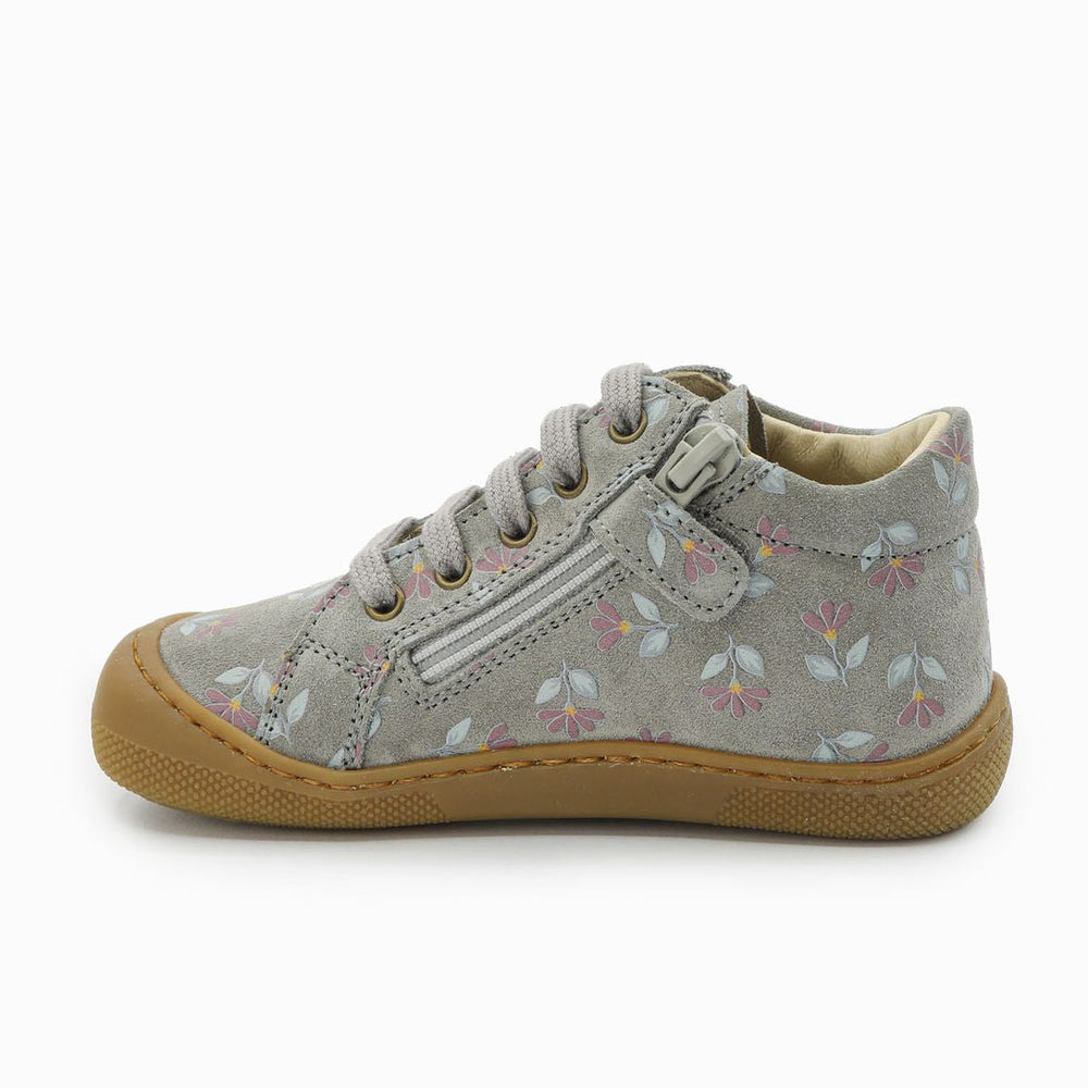 Naturino Barefoot Kommy Zip de ante gris oscuro ciclamen