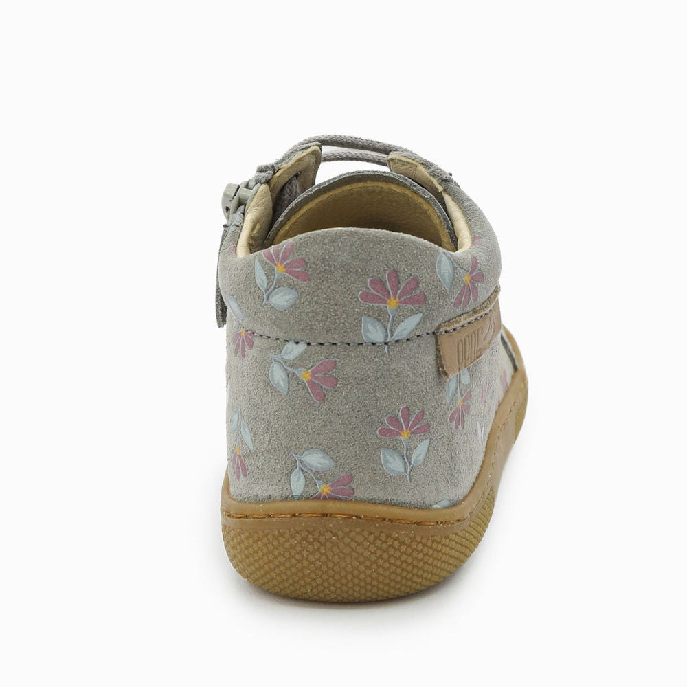 Naturino Barefoot Kommy Zip de ante gris oscuro ciclamen