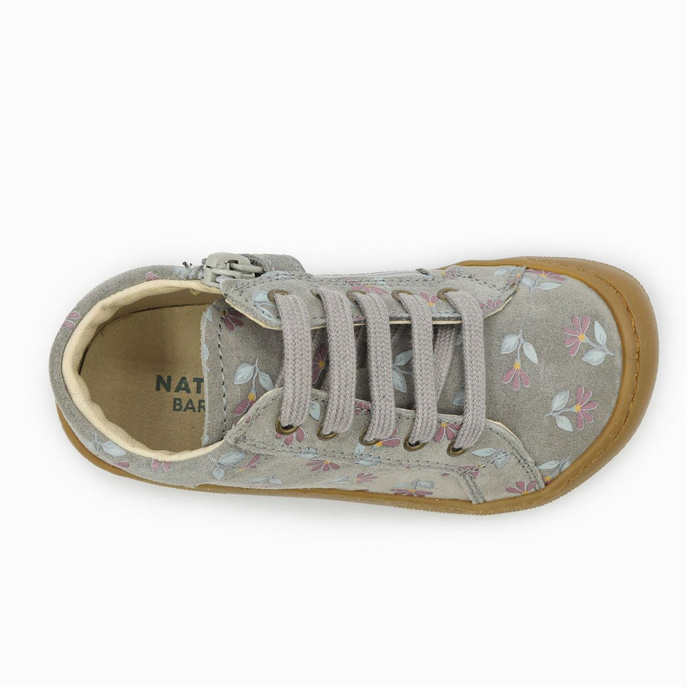 Naturino Barefoot Kommy Zip de ante gris oscuro ciclamen