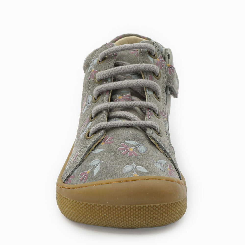 Naturino Barefoot Orec con cremallera, de ante, ciclamen y gris oscuro