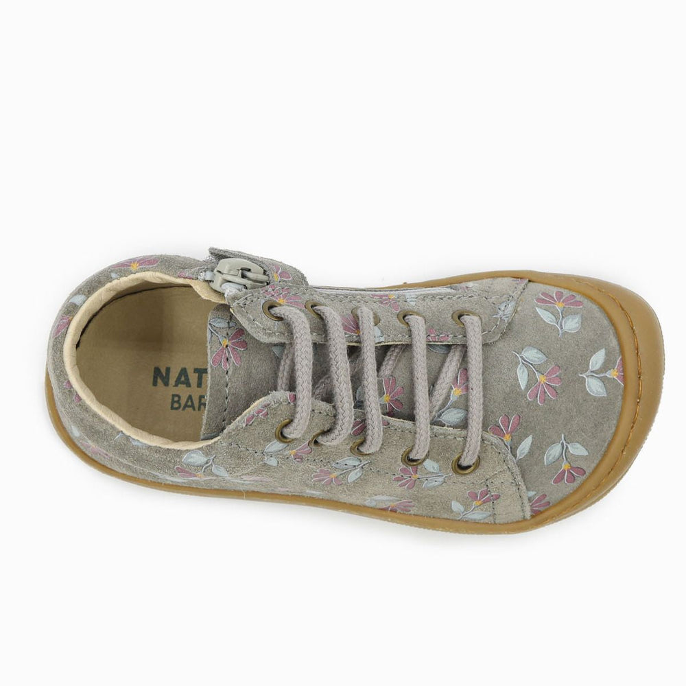 Naturino Barefoot Orec con cremallera, de ante, ciclamen y gris oscuro