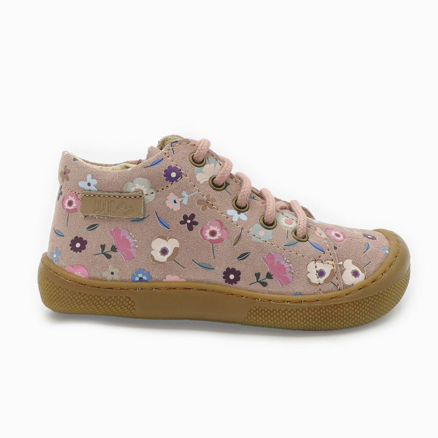 Naturino Barefoot Orec con cremallera, ante rosa floreado