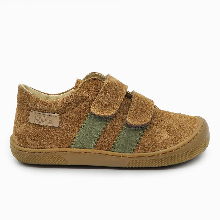 Naturino Barefoot Rimby con velcros, ante marrón militar