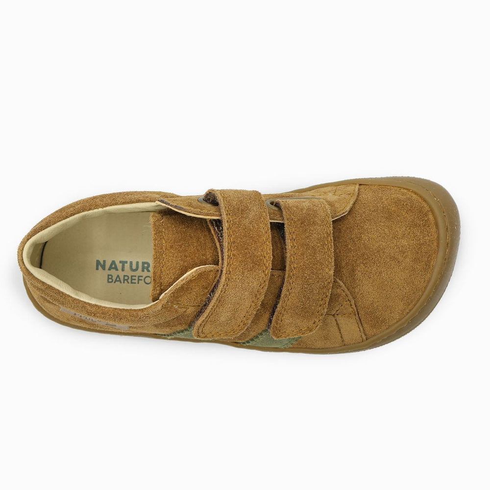 Naturino Barefoot Rimby con velcros, ante marrón militar