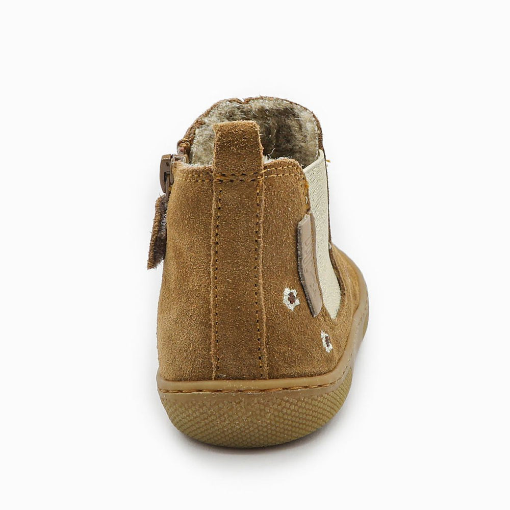 Naturino Barefoot Saik Daisies Suede Wool Brown