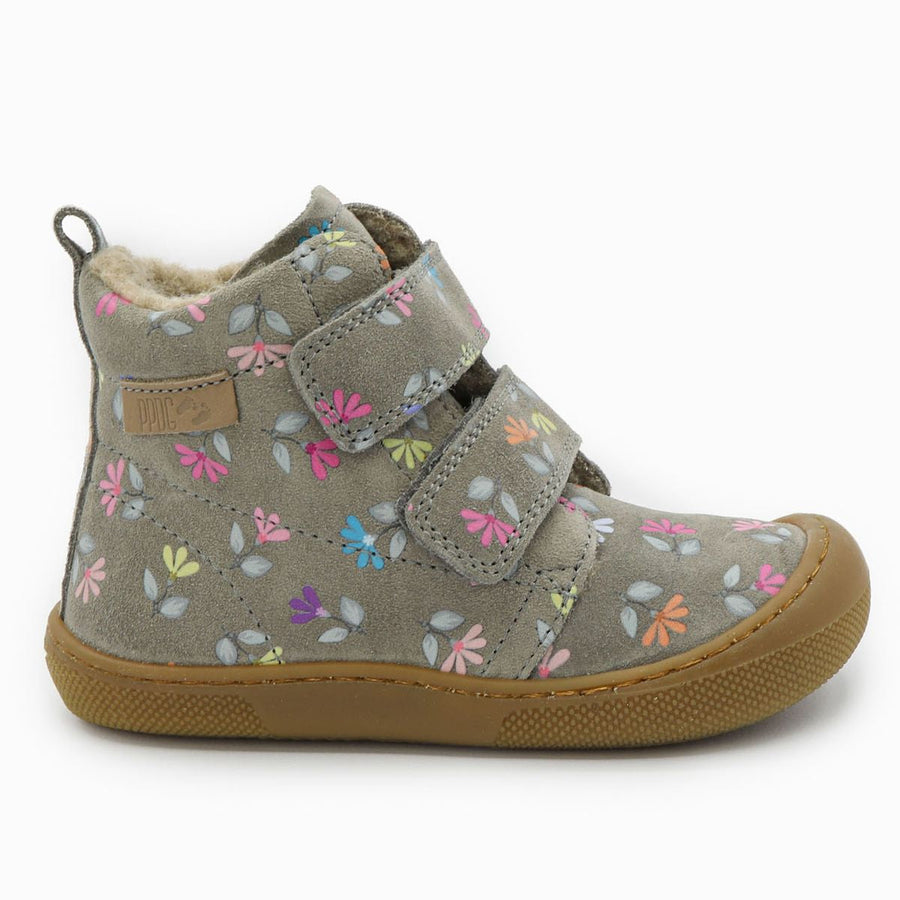 Naturino Barefoot Vont con cierres de velcro, ante, ciclámenes, lana, gris oscuro