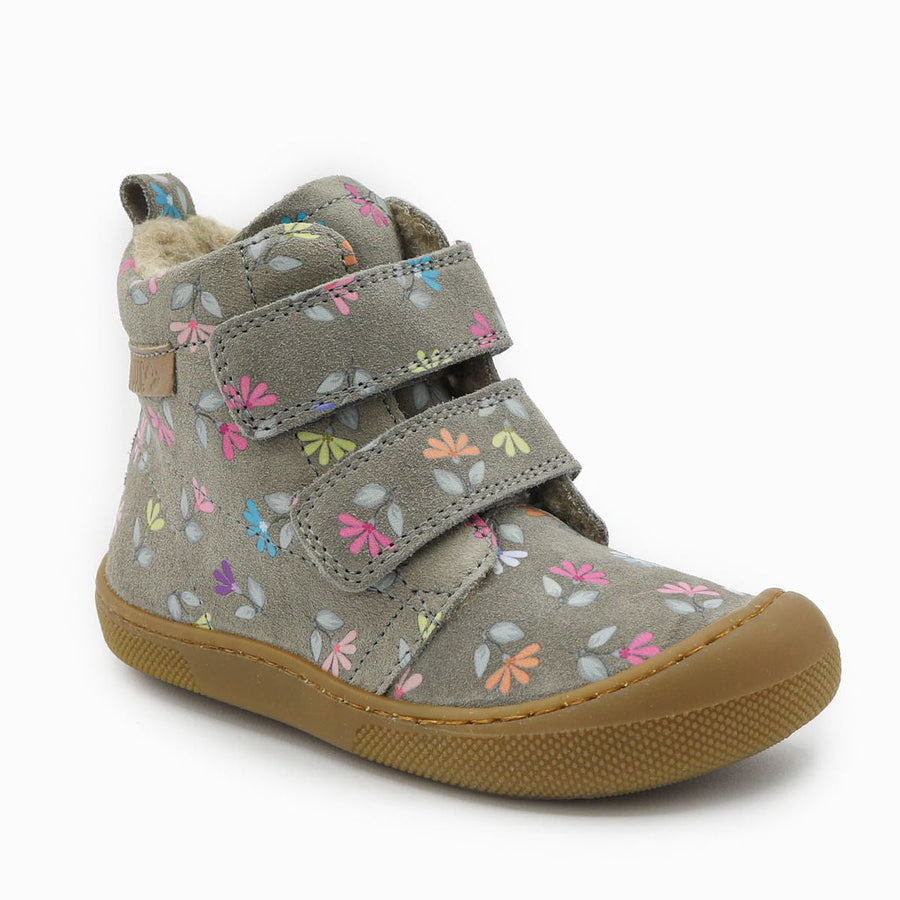 Naturino Barefoot Vont con cierres de velcro, ante, ciclámenes, lana, gris oscuro