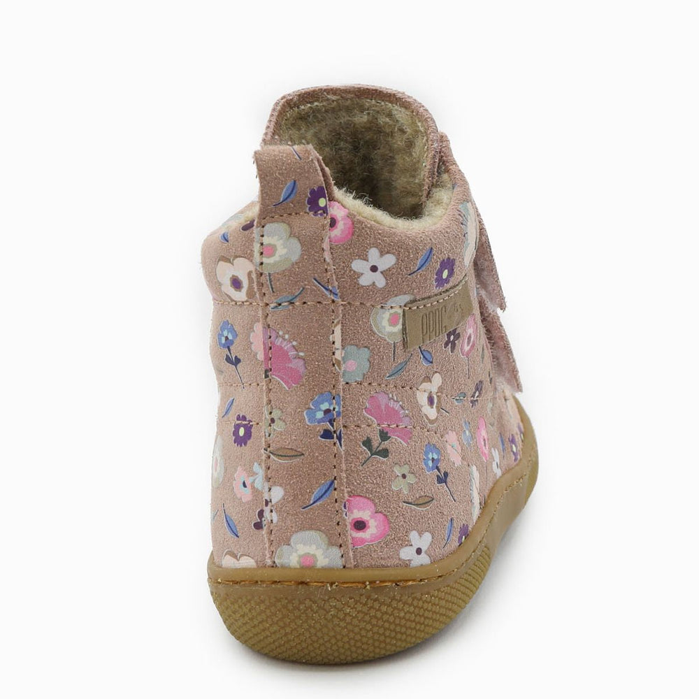 Naturino Barefoot Vont con velcros de ante Flowering Wool rosa