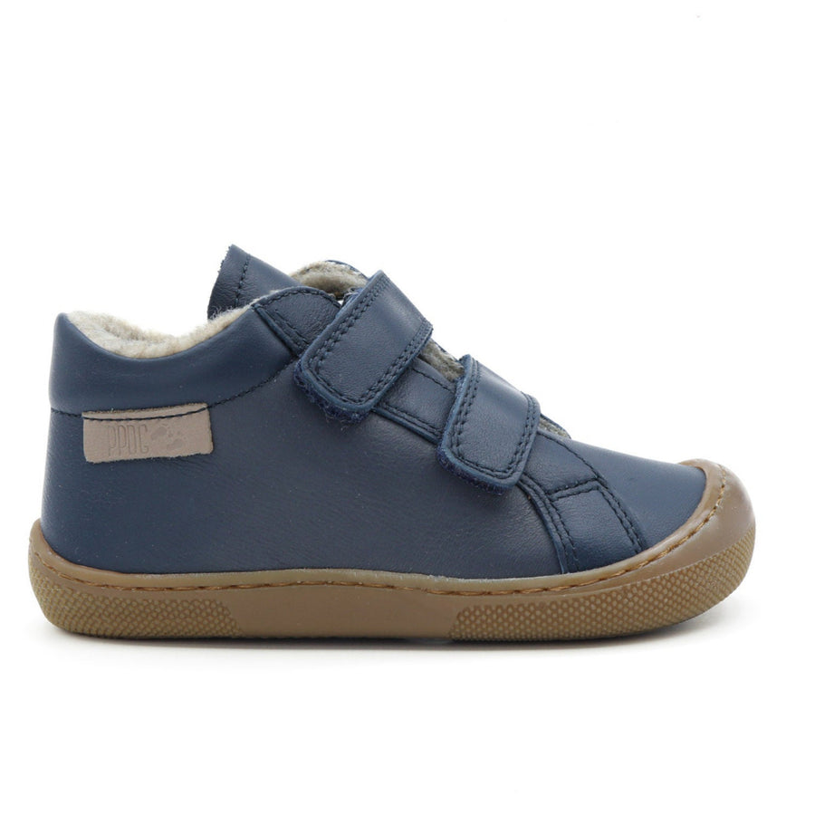 Naturino Barefoot Kommy con velcros, lana, azul marino