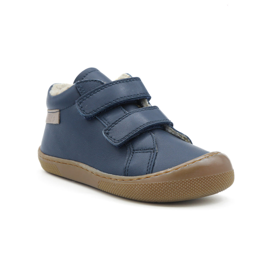 Naturino Barefoot Kommy con velcros, lana, azul marino